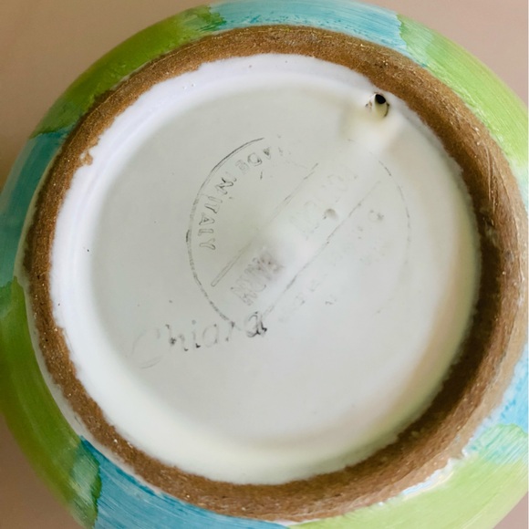 Vintage 1990 Italian Chiara Cerinotti Green, Blue & Purple Handmade Ceramic Bowl - Picture 3 of 9